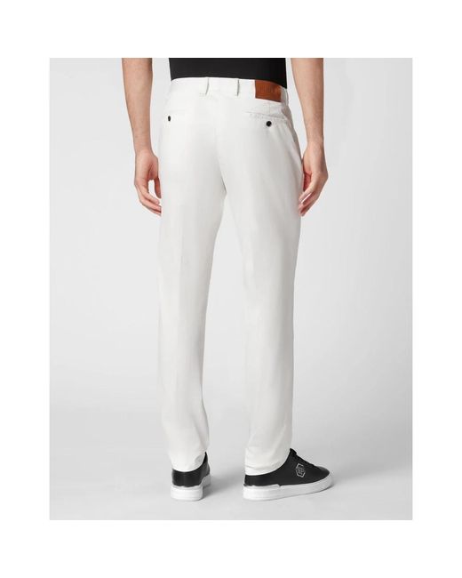 Philipp Plein Broeken ,Wit ,Katoen Lange Chino Broek in het White voor heren