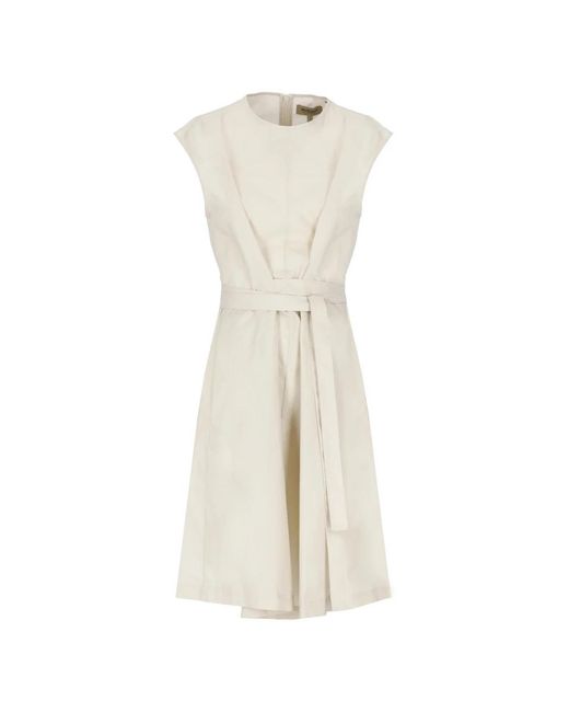 Woolrich Natural Baumwollkleid Mit Gürtel