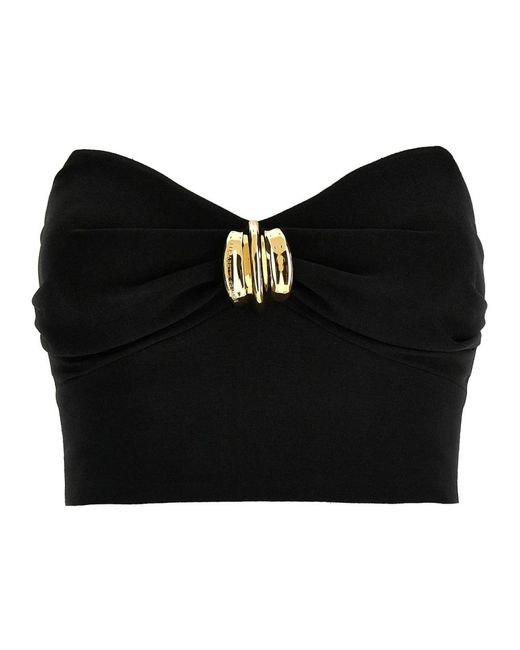 Elisabetta Franchi Black Schwarzes crêpe herz-ausschnitt top,schwarzes ärmelloses top mit herzausschnitt