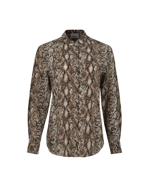 Isabel Marant Brown Bluse Mit Python-Print Aus Seidenmischung