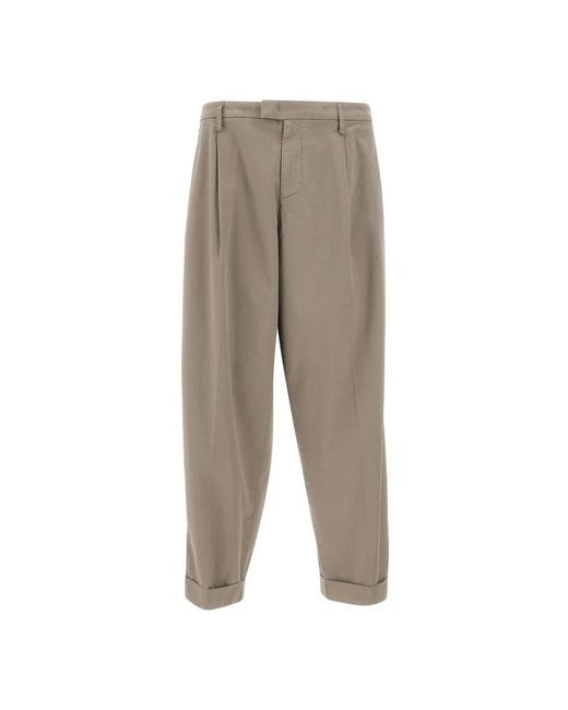 Dondup Gray Straight Trousers for men