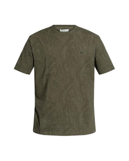 Etro Tops ,Groen ,Katoen T-Shirt Met Patroon in het Green voor heren