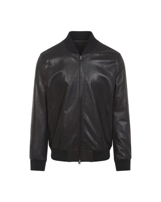 Brioni Black Leather Jackets for men