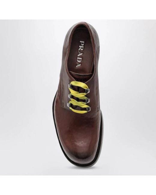 Prada Brown Laced Shoes for men
