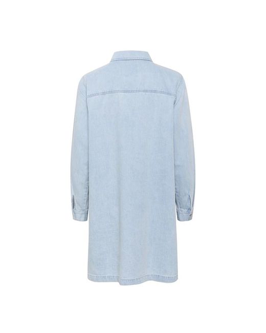 Part Two Kleedjes ,Blauw ,Denim Denim Jurk Met Overhemdkraag En Zakken in het Blue