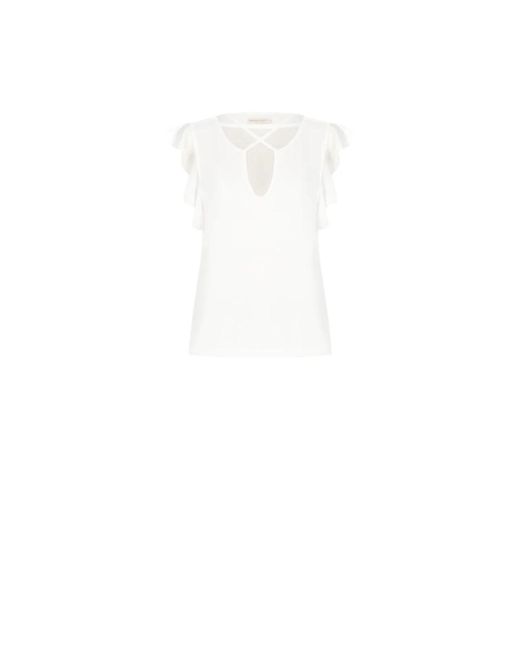 Blusa monocolore con cinghie incrociate di Rinascimento in White