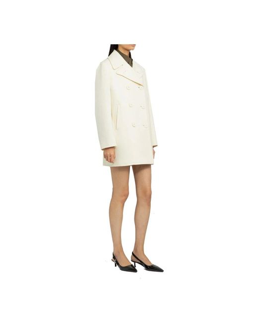 Prada Double-Breasted Coats in het White