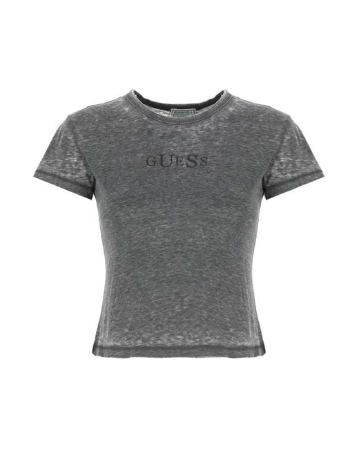 Guess Tops ,Zwart ,Katoen T-Shirt Van Katoenmix in het Gray