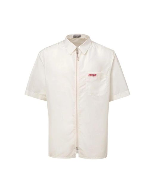 Dior White Short Sleeve Shirts for men