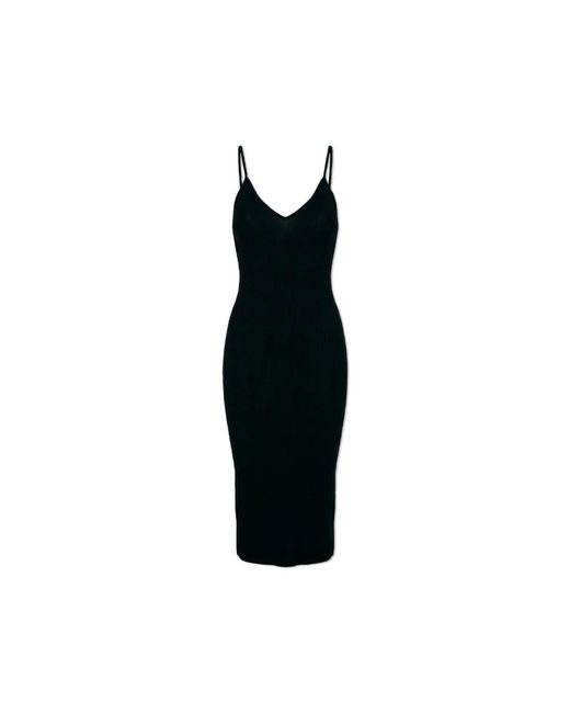 Jil Sander Kleedjes ,Zwart ,Wol Wollen Jurk Met Blote Schouders in het Black