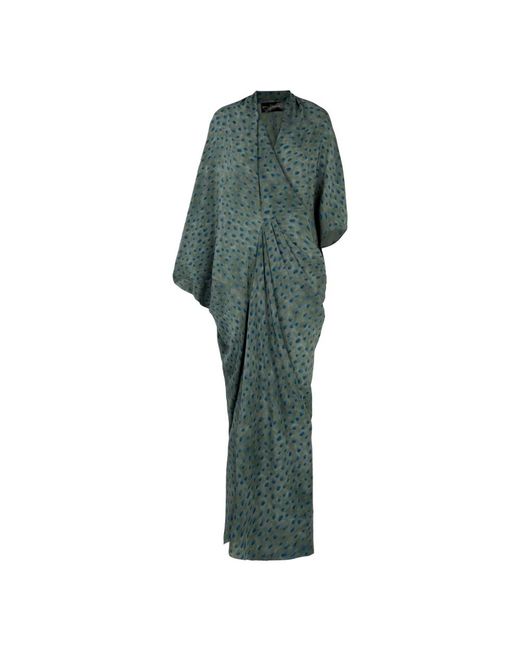 Cortana Green Seiden kimono stil midi kleid
