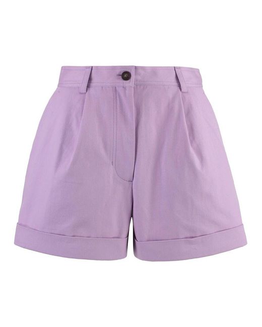 Maison Kitsuné Purple Baumwollshorts mit aufrollbaren bündchen