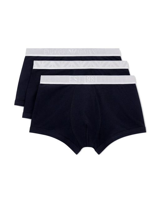 Emporio Armani Values Stretch Katoenen Boxershorts (3-Pack) in het Blue voor heren