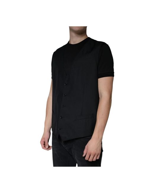 Dolce & Gabbana Black Waistcoats for men