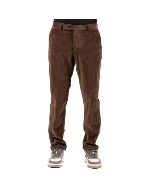 BERWICK 1707 Brown Slim-Fit Trousers for men