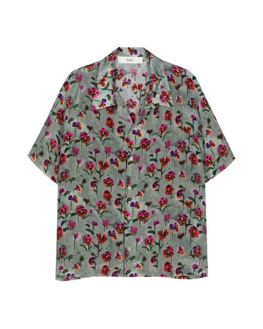 Camicia satinata floreale di Séfr in Gray da Uomo