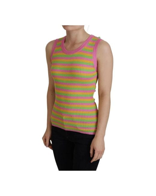 Sleeveless Tops di Dolce & Gabbana in Green