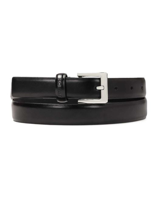 Kazar Accessoires ,Zwart ,Leer Zwart Leren Riem Met Logo Lus En Zilveren Gesp in het Black