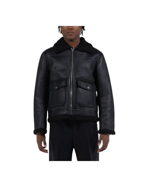 A.P.C. Black Leather Jackets for men