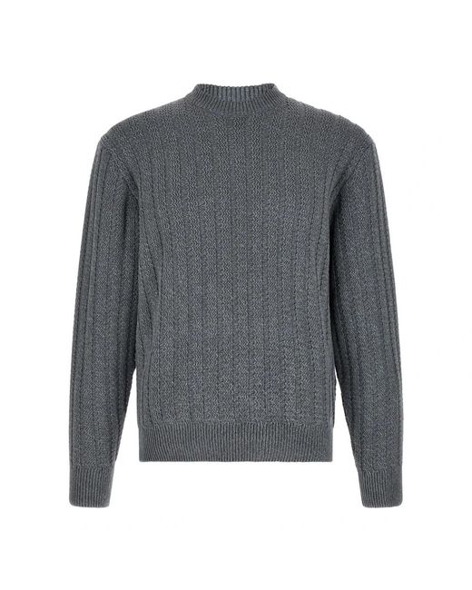 Boss Gray Round-Neck Knitwear for men