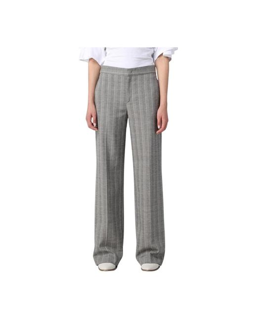 Isabel Marant Gray Wide Leg Nadelstreifenhose