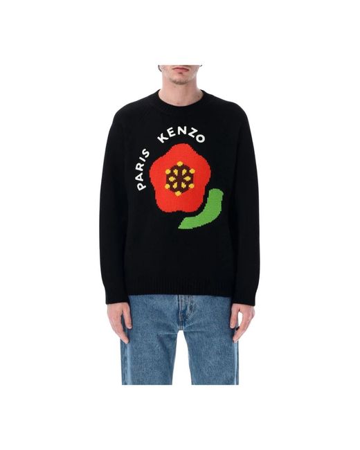 KENZO Relaxte Pullover Sweater Met Ronde Hals En Grafisch Ontwerp in het Black voor heren