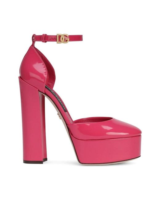 Dolce & Gabbana Pink Polished Calfskin Platforms