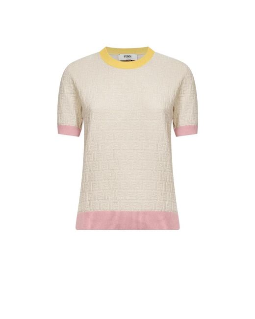 Fendi Natural Round-Neck Knitwear