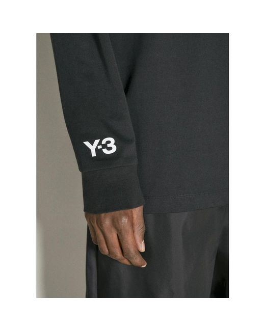 Y-3 Baumwoll langarm logo t-shirt in Black für Herren