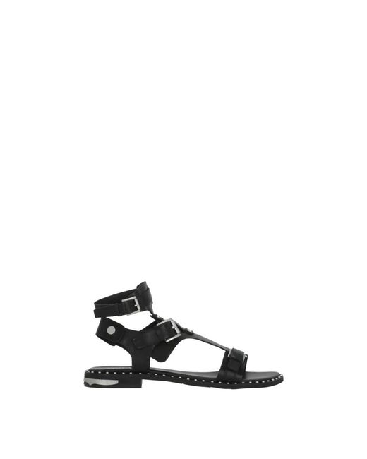 Ash Black Flat Sandals