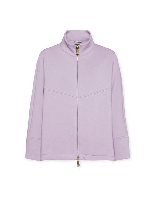 Elena Miro Jassen ,Paars ,Polyester Zip Collar Jacket in het Purple