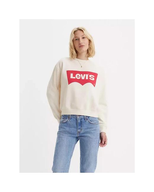 Levi's Hoodies & Sweatvesten ,Katoen Graphic Signature Crewneck Sweatshirt in het White