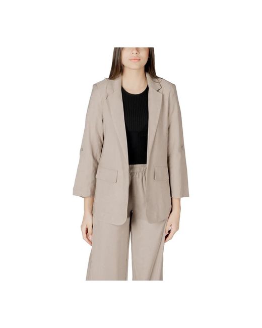 ONLY Jassen ,Polyester V-Neck Blazer Pant Set in het Natural