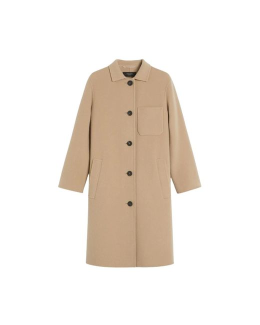 Max Mara Single-Breasted Coats in het Natural