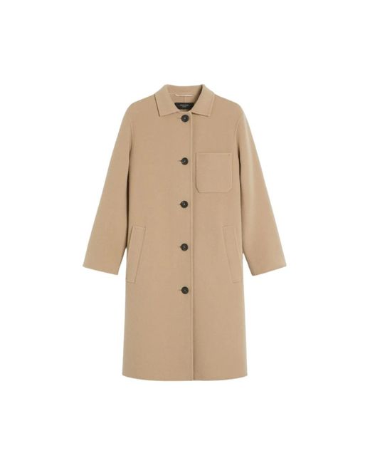 Max Mara Single-Breasted Coats in het Natural