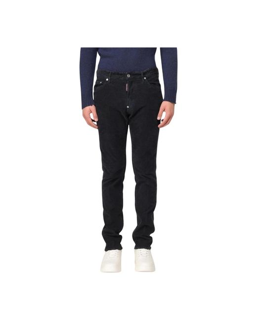 DSquared² Schwarze Cordhose Mit Schmaler Passform in Blue für Herren