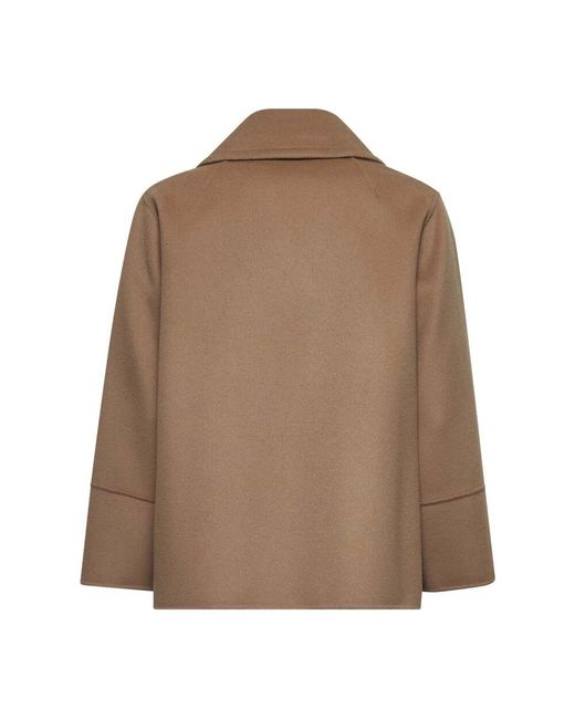 Abrigo De Lana De Camello Botonadura Simple Cuello De Solapa, Mujer, Talla Max Mara de color Brown