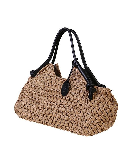 Eleventy Brown Handgewebte Ledertasche