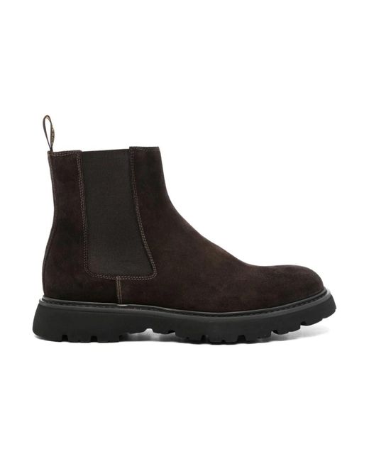 Doucal's Braune Leder-Chelsea-Boots in Black für Herren