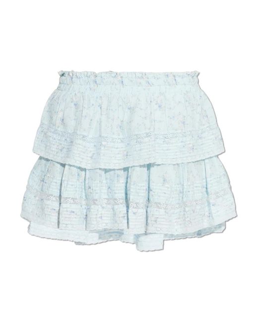 LoveShackFancy Ruffle Mini Rok in het Blue