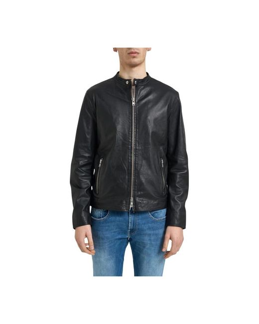 Bomboogie Black Leather Jackets for men