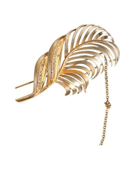 Dolce & Gabbana Metallic Goldblatt kristallkette brosche