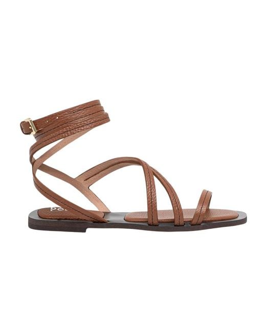 Pollini Brown Flache Sandalen