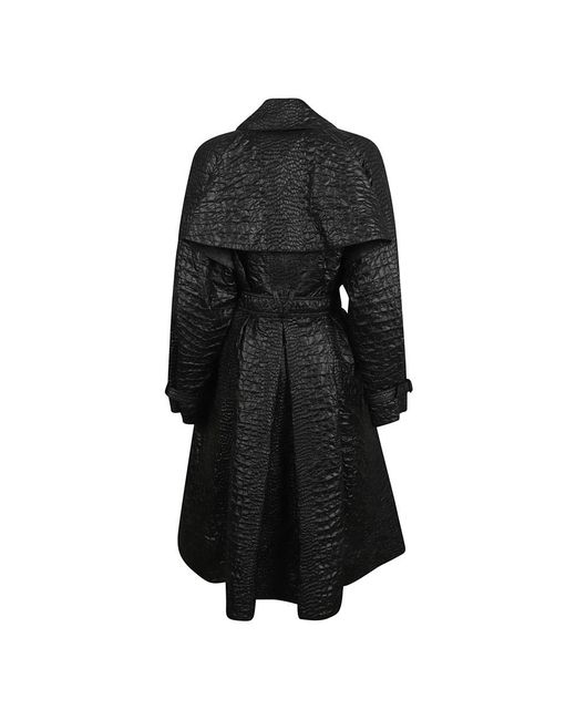 Versace Jassen ,Zwart ,Leer Zwarte Trenchcoat Met Verantwoorde Stof in het Black