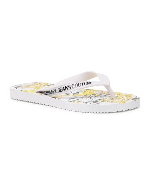 Versace Jeans Couture White Flip Flops