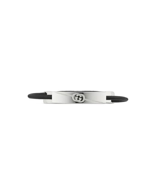 Gucci Accessoires ,Grijs ,Leer Tag Armband in het Black