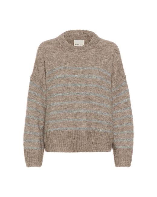 Part Two Gray Round-Neck Knitwear