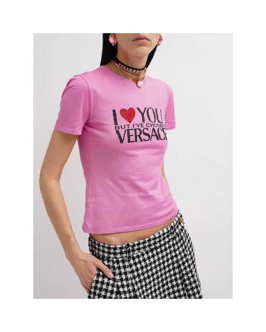 Versace Tops ,Roze ,I Love You T-Shirt in het Pink