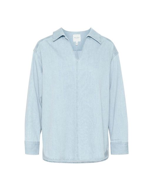 Part Two Blue Oversized denim bluse weißblau