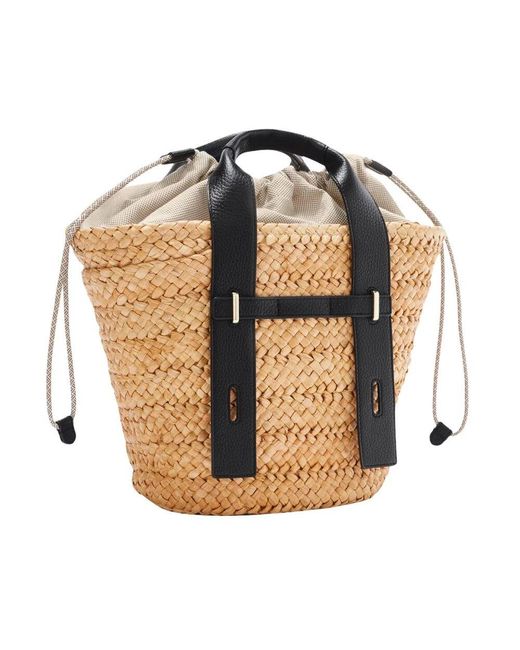 Furla Metallic Strohgewebte tote tasche